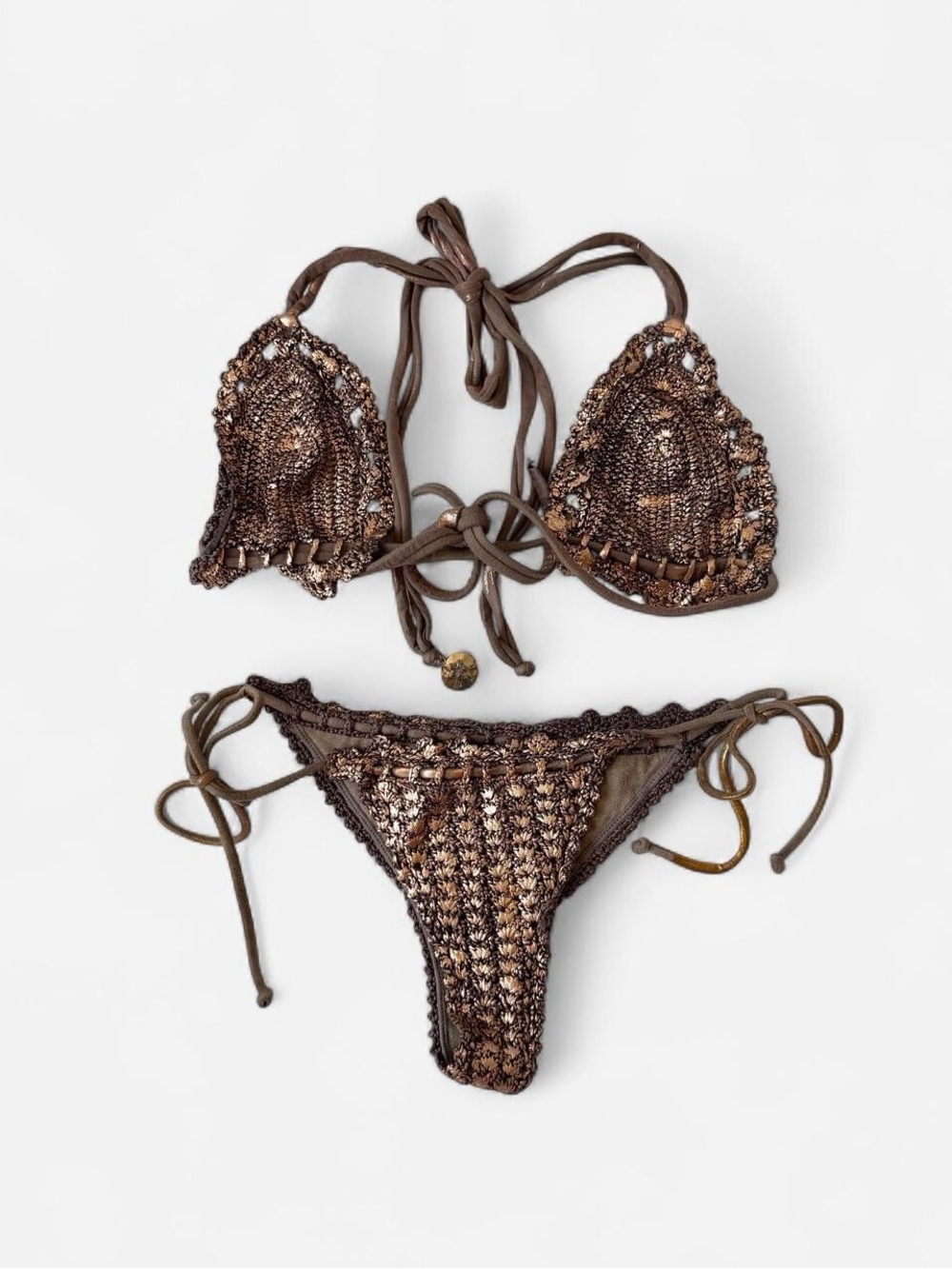 Thaikila Bronze Crochet Bikini Set